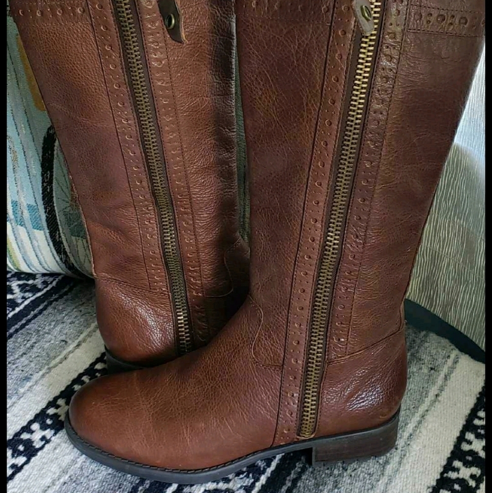 Leather Franco Sarto Tall Equestrian Boots Size 8.5 Excellent Condition